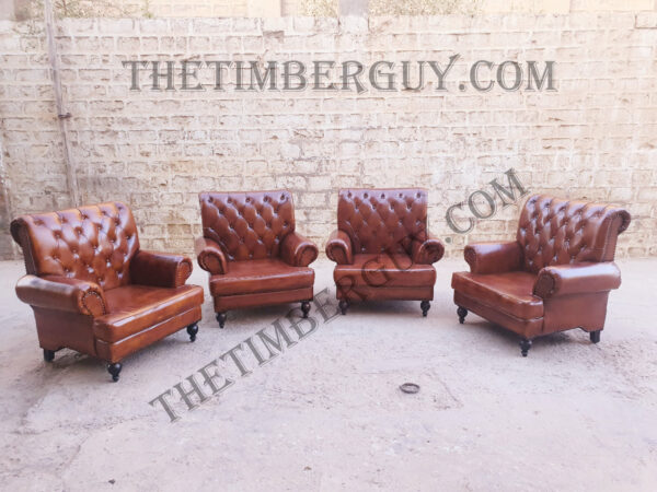 Wooden Vintage High back leather lounge Arm chair sofa furniture 6 Sunrise Exports