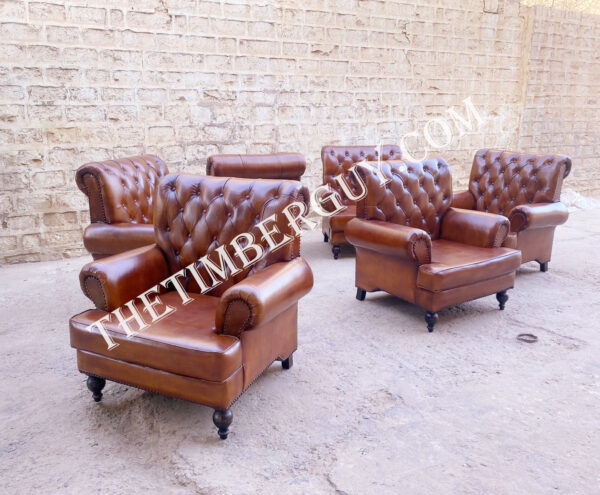 Wooden Vintage High back leather lounge Arm chair sofa furniture 7 Sunrise Exports