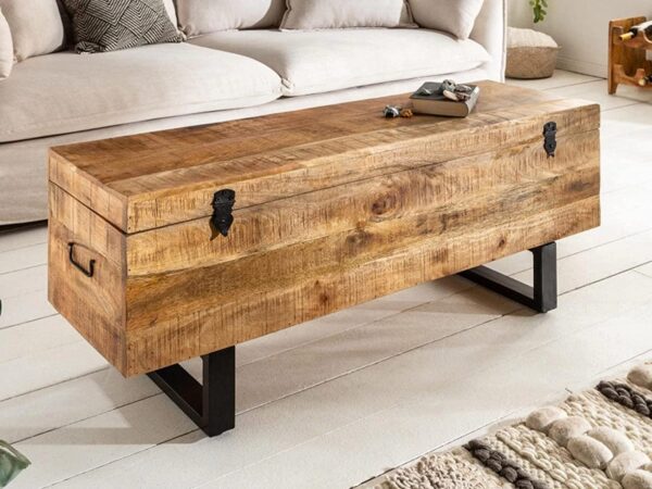Wooden coffee center table with storage space and metal legs Sunrise Exports