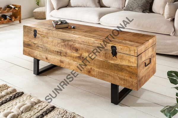 Wooden coffee center table with storage space and metal legs 7 Sunrise Exports