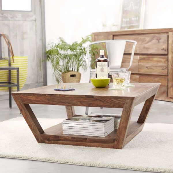 Wooden coffee table with bottom shelf with taper legs 1513fea1 e125 45fa ab4c d8bd51cca213 Sunrise Exports