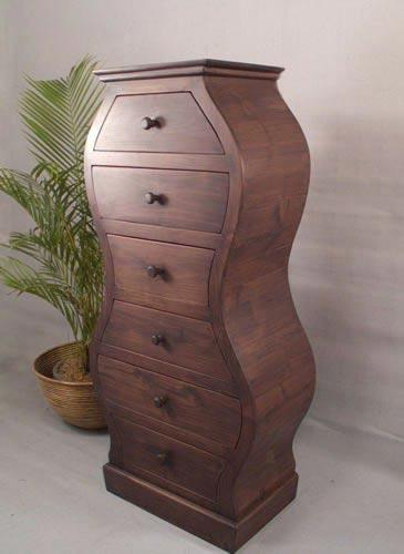 artistic wooden curved chest of 6 drawers sun wch267 Sunrise Exports