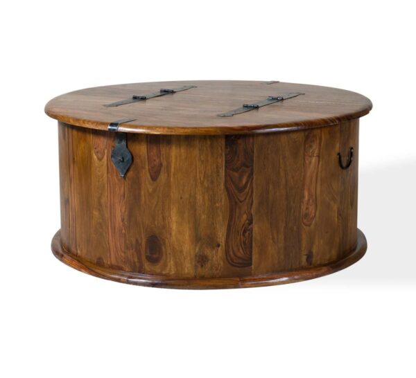 artistic wooden round coffee center table with storage space jal ct02 Sunrise Exports