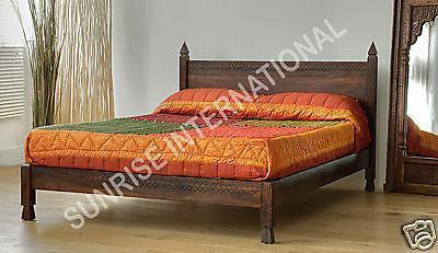 artistically handmade rajasthani indian king size wooden double bed Sunrise Exports