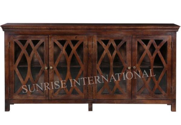 big designer wooden display case bookcase cabinet sideboard 2 Sunrise Exports