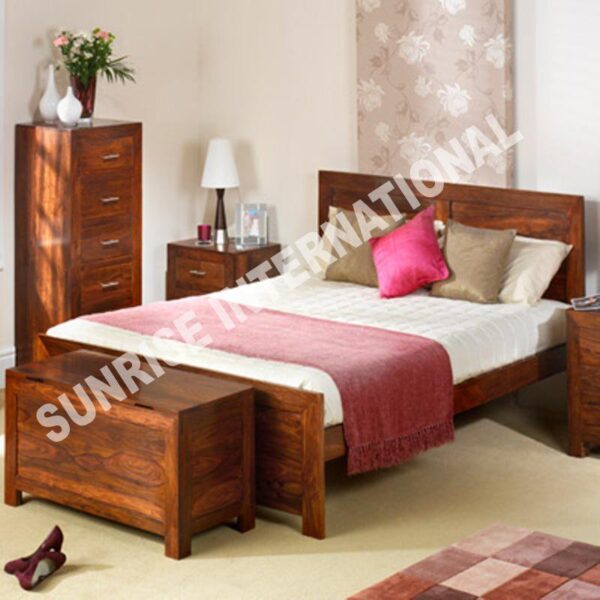 buy furniture contemporary sheesham 6 pc wooden king bedroom set Sunrise Exports