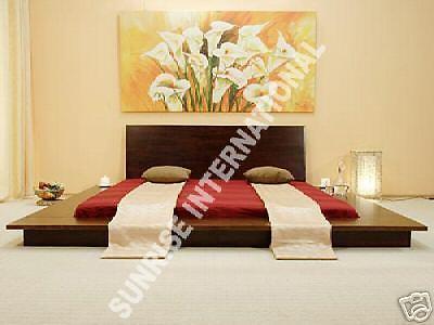 contemporary wooden japanese style queen size platform double bed 2 Sunrise Exports
