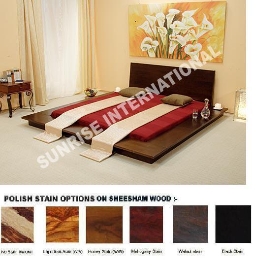 contemporary wooden japanese style queen size platform double bed Sunrise Exports