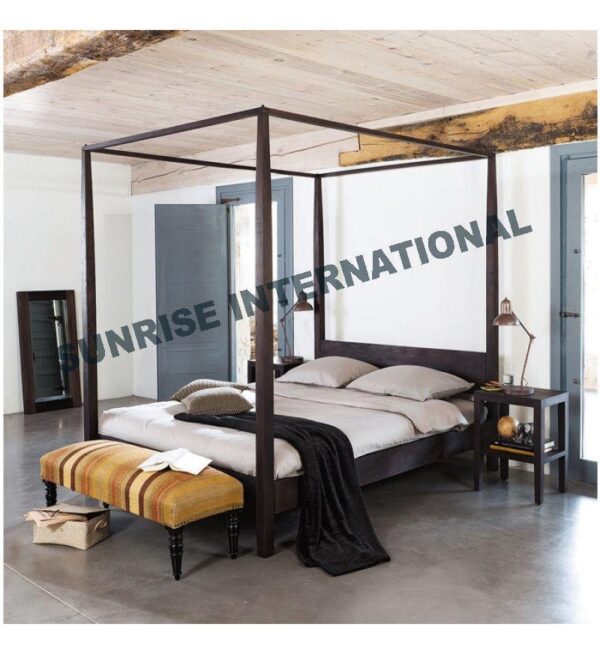 contemporary wooden king size poster double bed latest designs Sunrise Exports