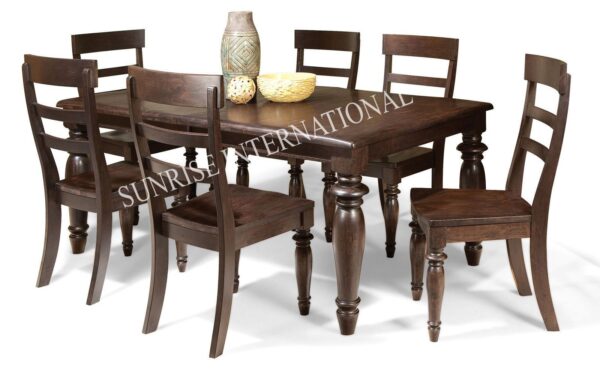 designer wooden dining table with 6 chair set sun dset670 1 Sunrise Exports