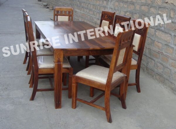 elegant design wooden dining set 1 table 8 cushion chair 2 Sunrise Exports