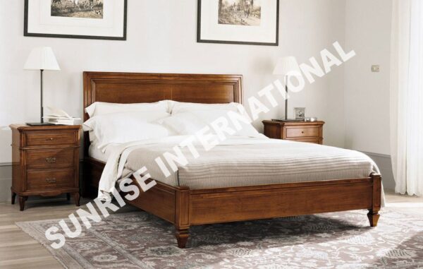 european style solid sheesham wood king size double bed with 2 matching bedsides Sunrise Exports