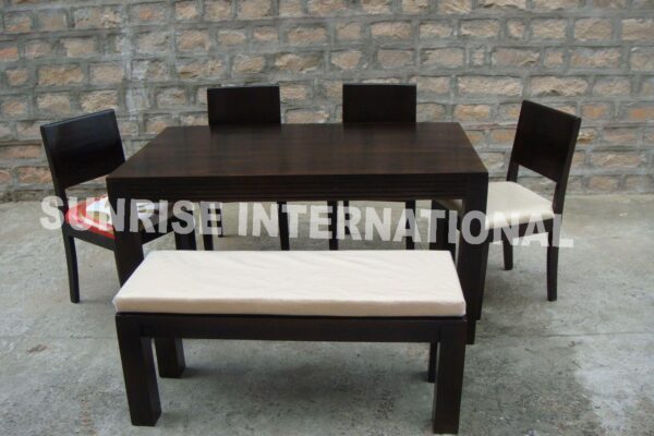 european style wooden dining set 1 table 4 chairs 1 bench 2 Sunrise Exports
