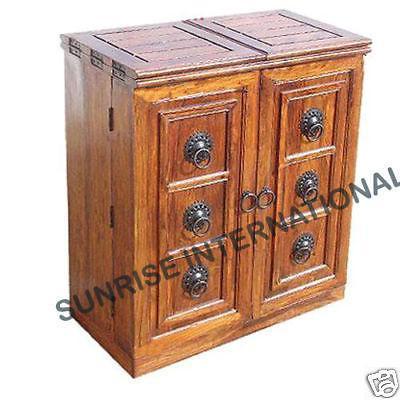 exclusive handmade wooden wine bar cabinet rack in solid sheesham wood 2 Sunrise Exports