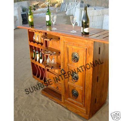 exclusive handmade wooden wine bar cabinet rack in solid sheesham wood 3 Sunrise Exports