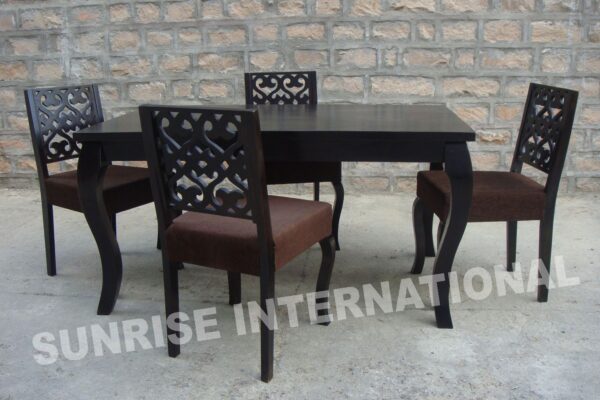 french style wooden dining table with 4 cushion chairs furniture set Sunrise Exports