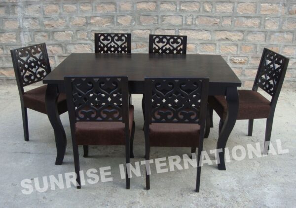 french style wooden dining table with 6 cushion chairs furniture set Sunrise Exports