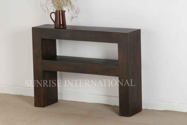 handmade wooden console table with bottom shelf sun dark002 1 Sunrise Exports