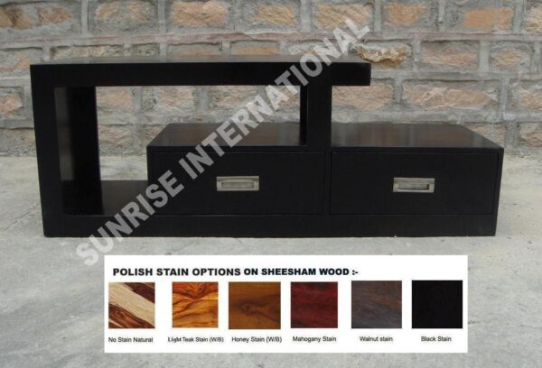 low height wooden tv cabinet stand 2 drawers Sunrise Exports