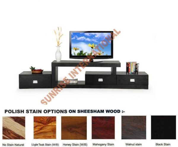 low height wooden tv cabinet stand 3 drawers Sunrise Exports