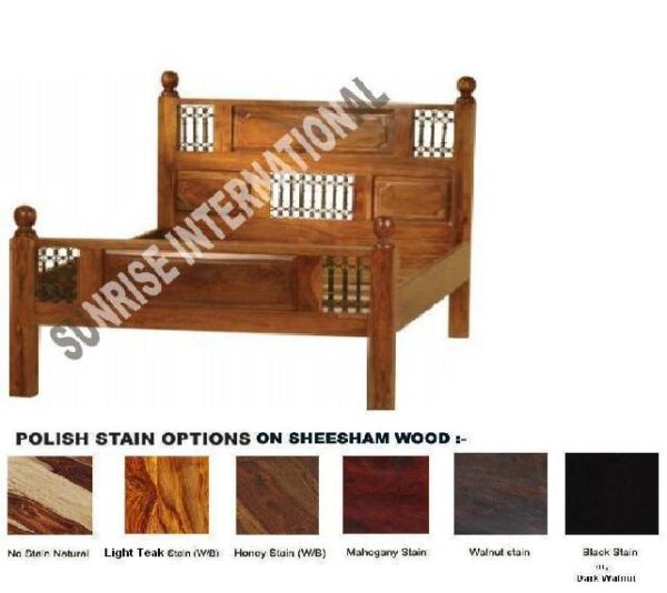maharani style wooden king size double bed capsule iron jali Sunrise Exports