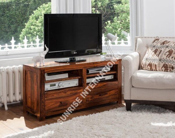 mandir style wooden tv cabinet stand tv unit Sunrise Exports
