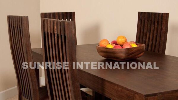 mandira wooden dining table with 6 cushion chairs furniture set 3 Sunrise Exports