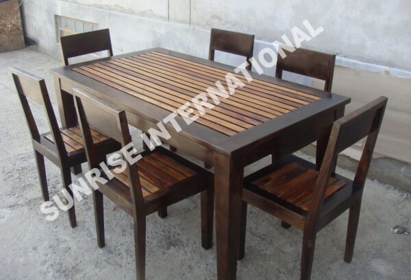 modern new wooden dining set 1 table 6 chairs two tone 2 Sunrise Exports