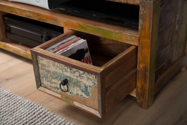 reclaimed recycled wood tv cabinet for modern home 2 drawers 2 Sunrise Exports