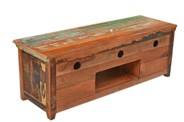 reclaimed recycled wood tv cabinet for modern home 2 drawers 6 Sunrise Exports