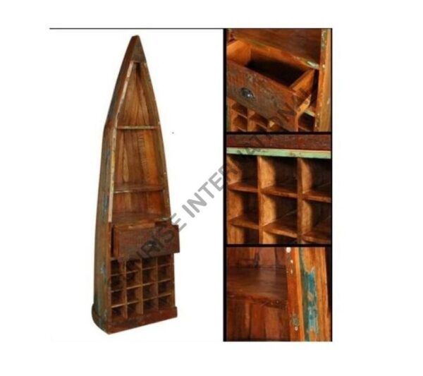 reclaimed wood wooden wine rack cabinet in boat design 2 Sunrise Exports