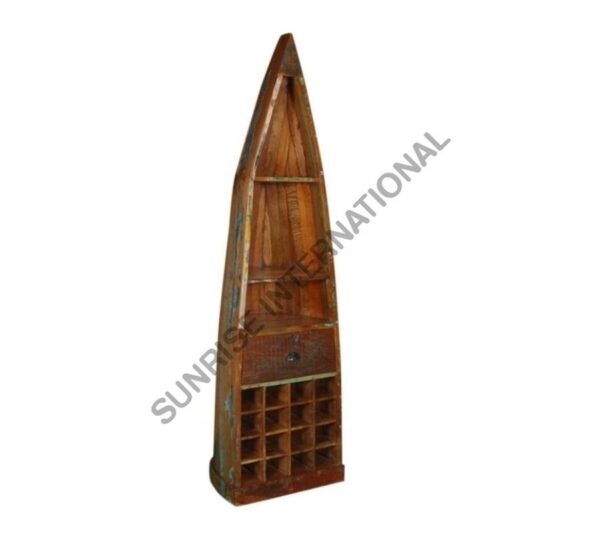 reclaimed wood wooden wine rack cabinet in boat design Sunrise Exports