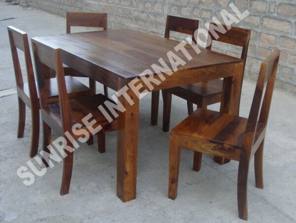 trendy wooden dining table with 6 chair set 2 Sunrise Exports