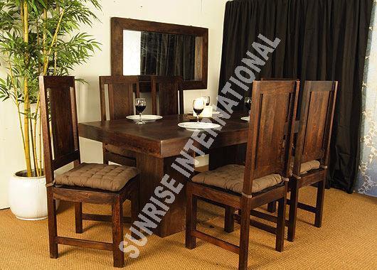 tuscany range wooden wood dining table with 6 chair set 7 pc set Sunrise Exports