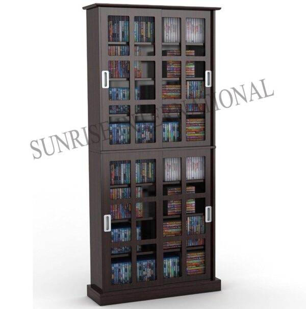 wooden big cd dvd rack cabinet with sliding door sun wcdr080 1 Sunrise Exports